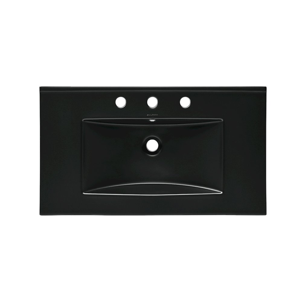 30" 3-Hole Widespread Vanity Sink Top in Glossy Black. Picture 3