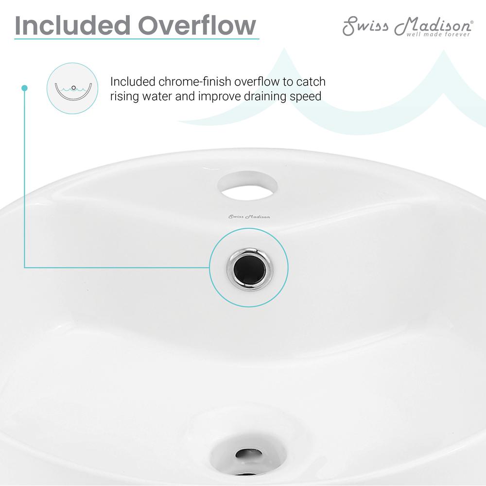 Round Console Sink with Faucet Mount, White Basin Matte Black Legs. Picture 14