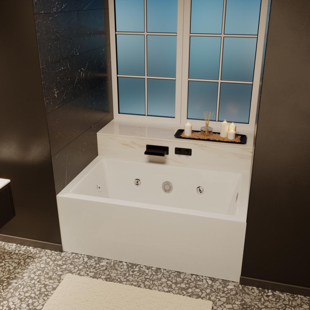 60" x 36" Right-Hand Drain Rectangular Alcove Whirlpool Bathtub. Picture 2