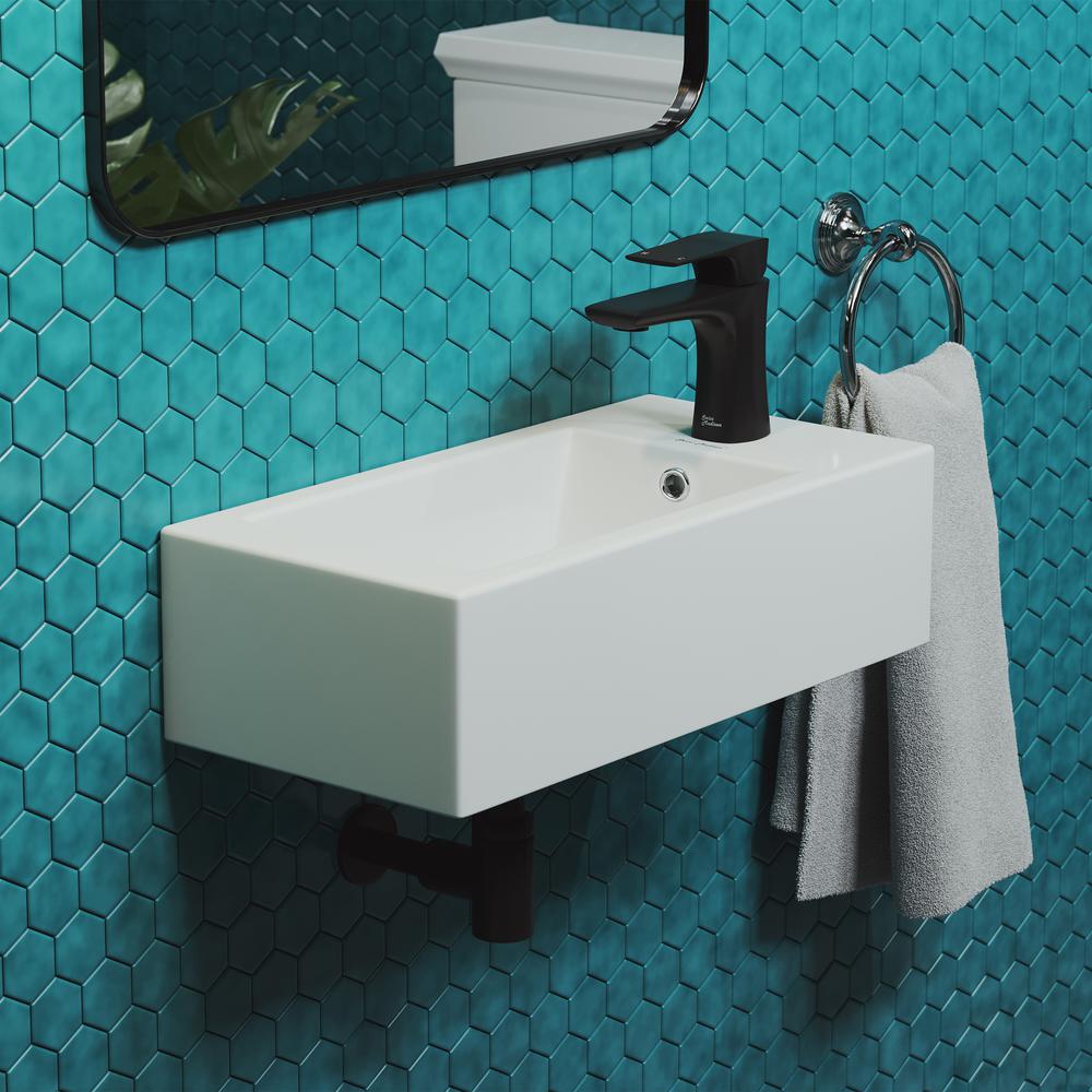 Rectangular Ceramic Wall Hung Sink with Right Side Faucet Mount. Picture 15