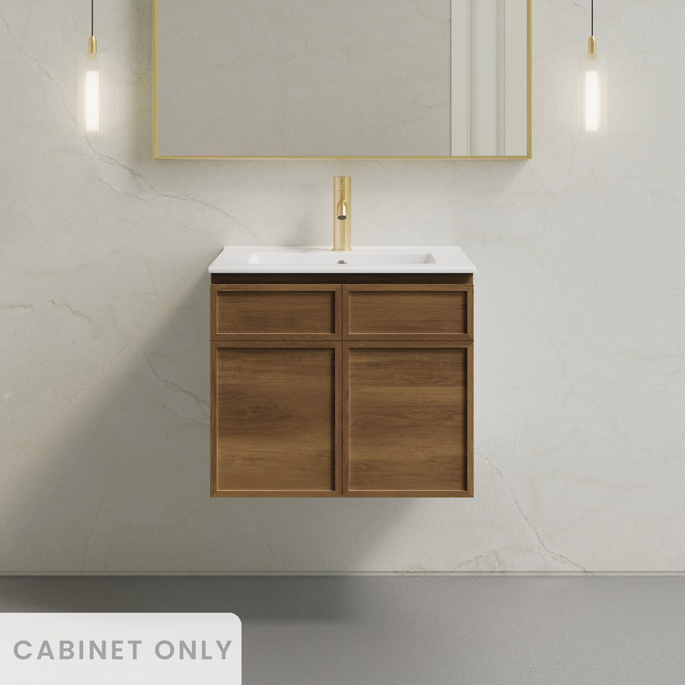 St. Tropez 24" Wall-Mounted Bathroom Vanity Cabinet without Top in Brown Oak. Picture 2