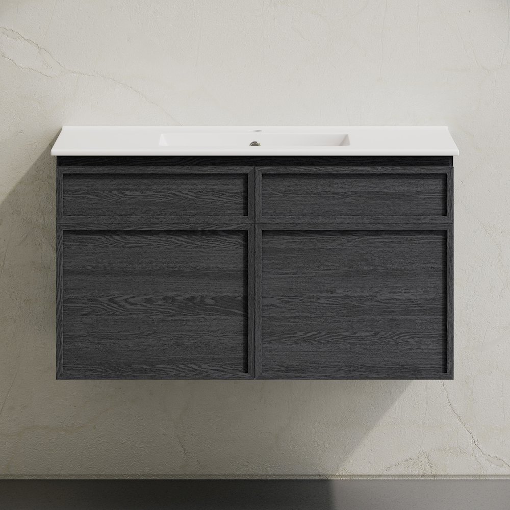 St. Tropez 36" Wall-Mounted Bathroom Vanity in Black Oak with Sink Top. Picture 6