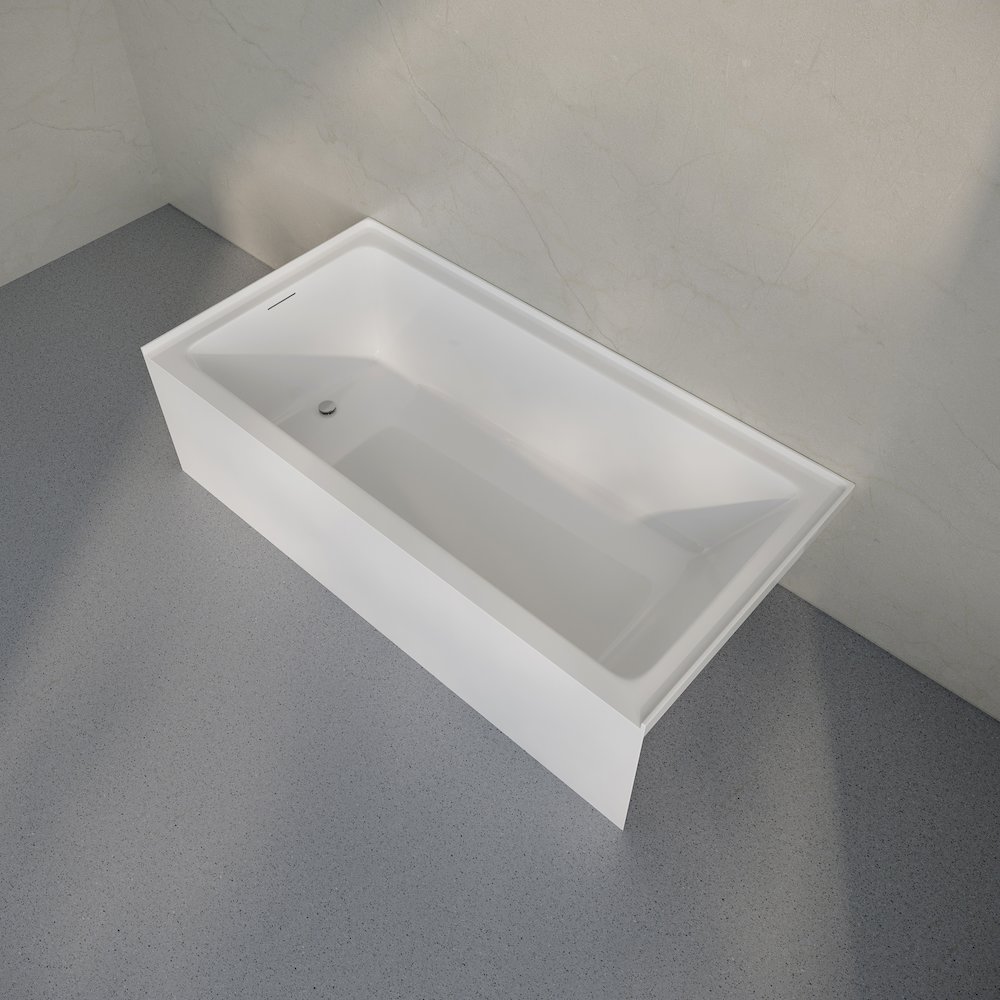 Voltaire 72 x 32 Skirted Left Drain Soaking Alcove Bathtub in Glossy White. Picture 7