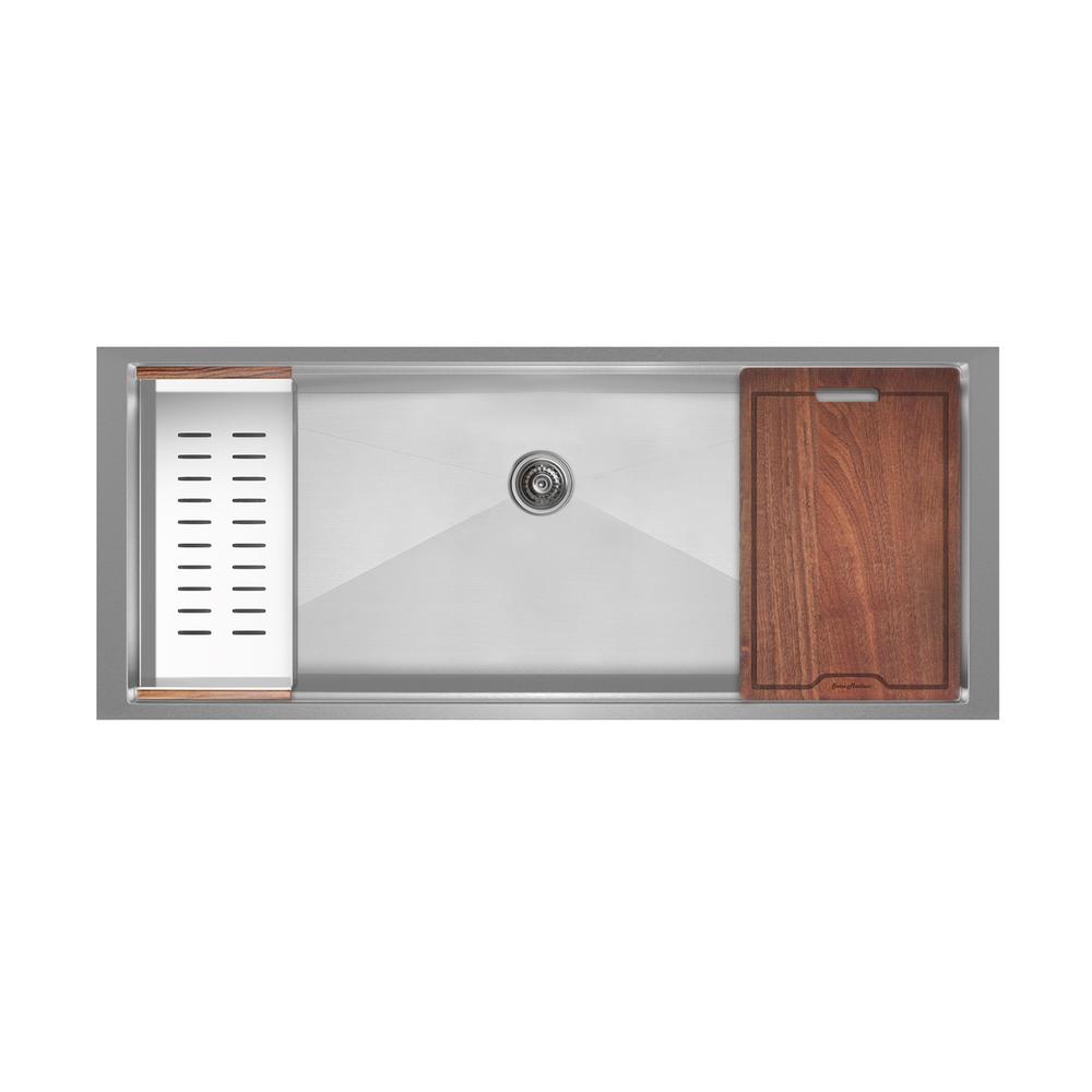 Rivage 45 x 19 Single Basin Undermount Kitchen Workstation Sink. Picture 2