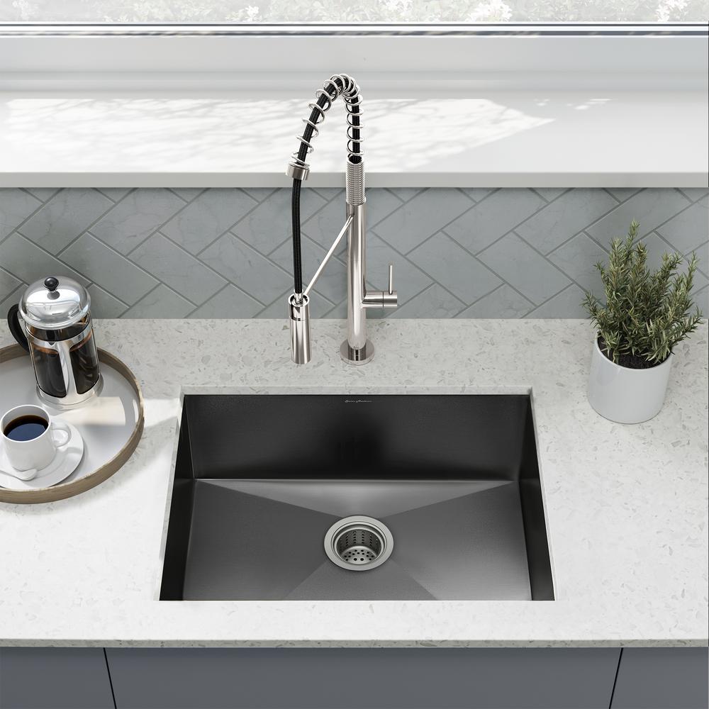 Stainless Steel, Single Basin, Undermount Kitchen Sink in Black. Picture 16