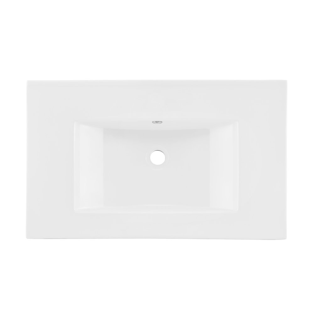 30" Zero Hole Vanity Sink Top in Glossy White. Picture 4