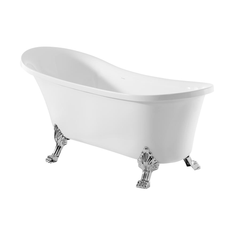 Cache Single Slipper, Clawfoot Soaking Acrylic Bathtub, Chrome Clawfoot. Picture 1