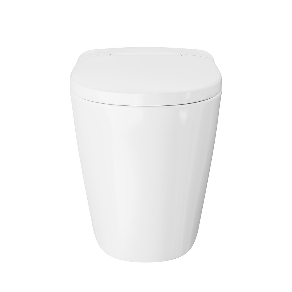 Hugo One-Piece 12" Rough-in 1.1 GPF Top Flush Elongated Toilet in Glossy White. Picture 1