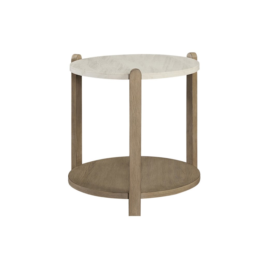 Transitional Elements Stone Top End Table - Toffee. Picture 1