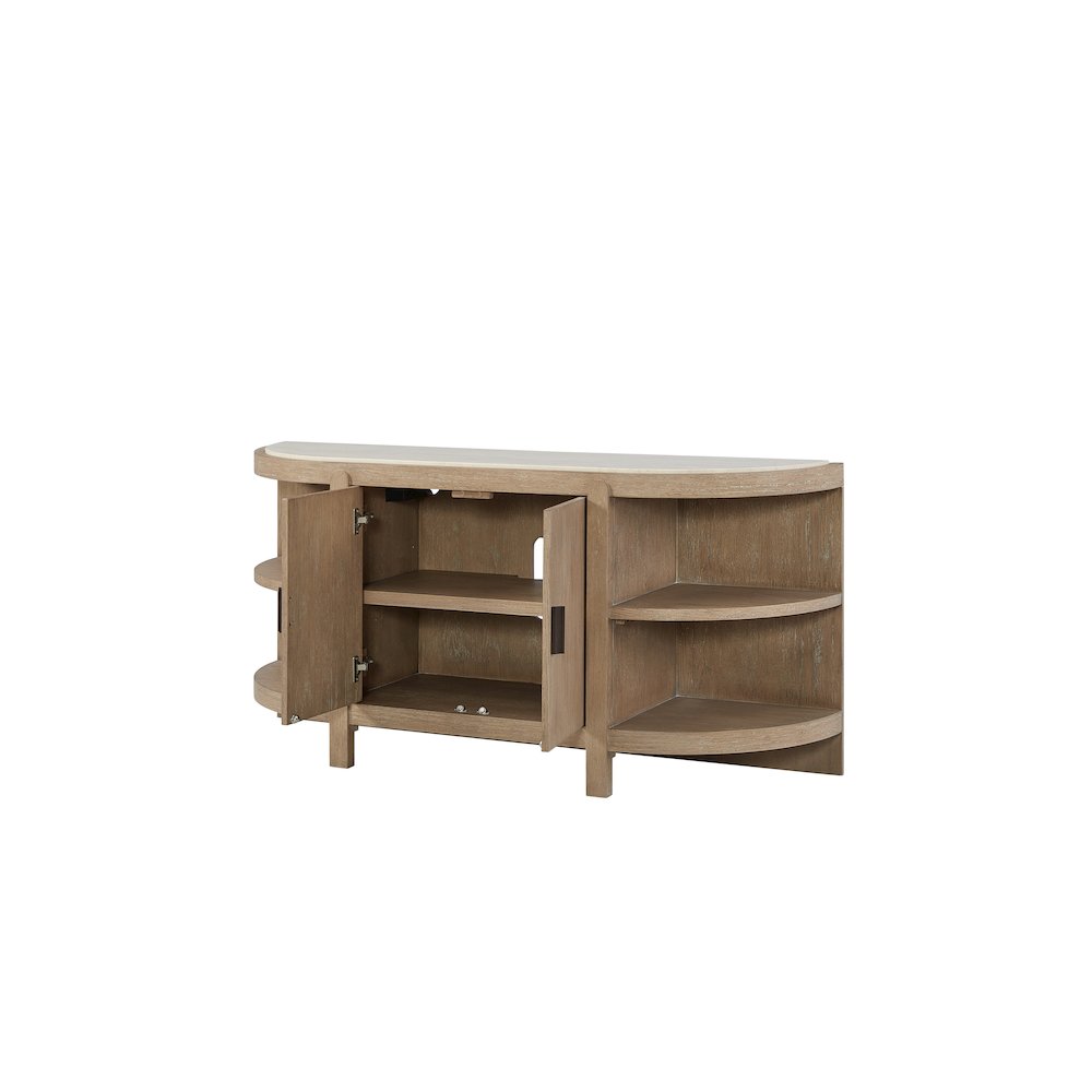 Elements Curved 2-Door Console Table Marble Top - Toffee. Picture 4
