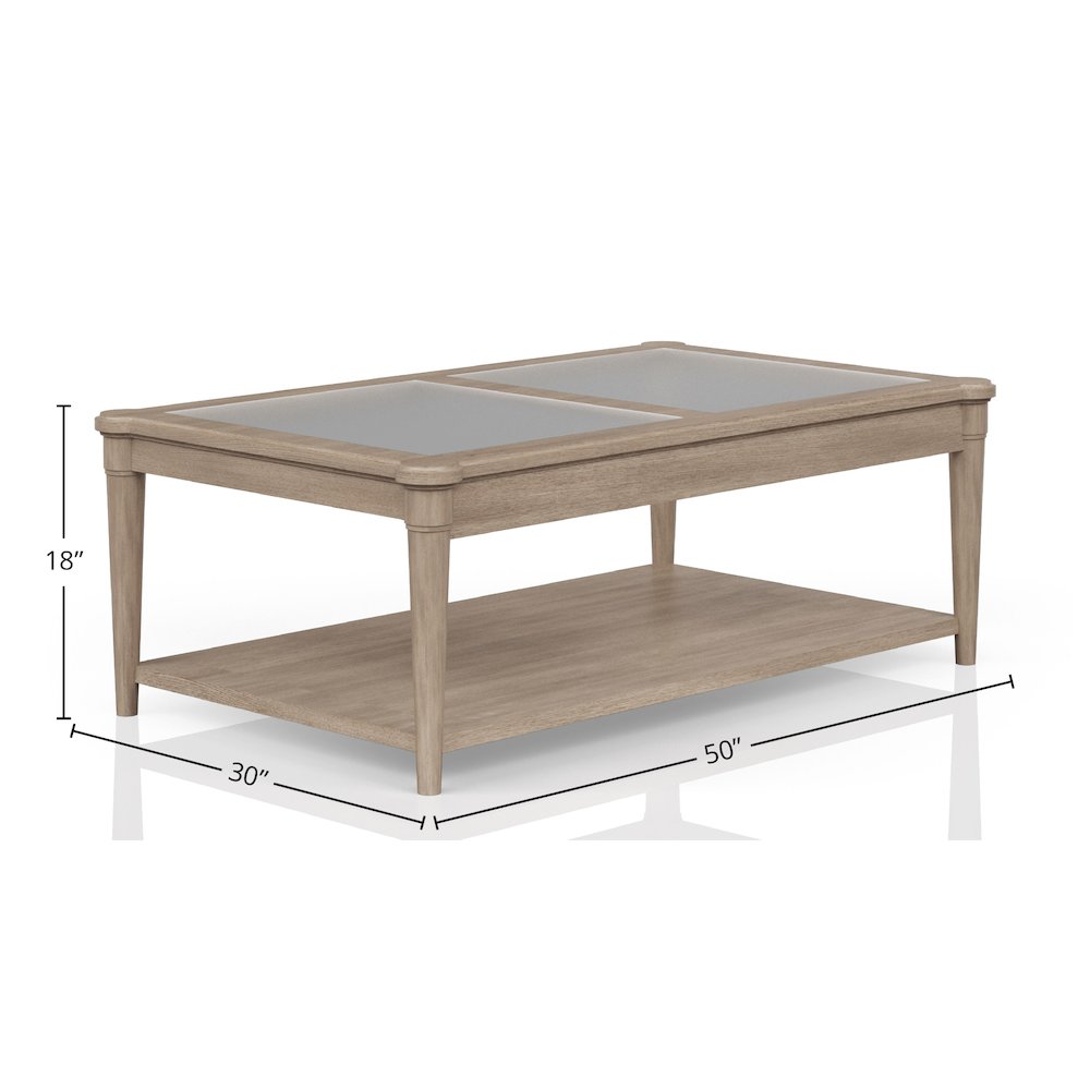 Wilmington Frosted Glass Top Cocktail Table W/ Casters. Picture 5