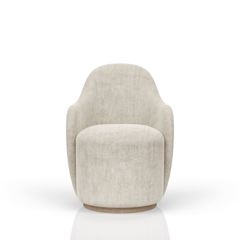 Elements Barrel Chair - Ivory In Cocoa Finish. Picture 1