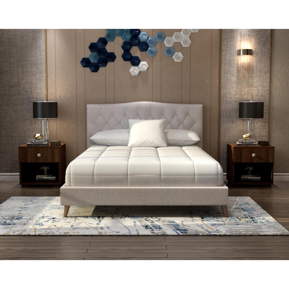 Rachel Upholstered Queen Bed In A Box W/ 2 Nightstands. Picture 10