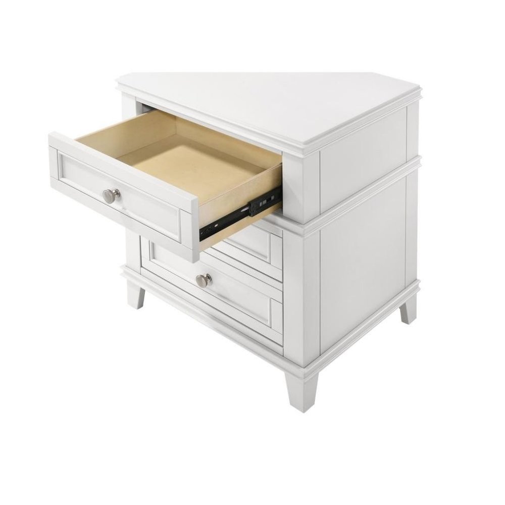 White Nightstand with 3 Drawers, 3 Tier Wood Organizer and USB Port. Picture 4