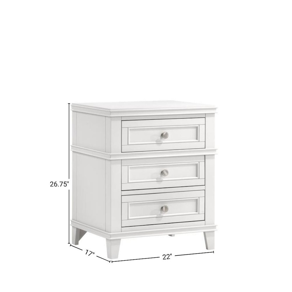 White Nightstand with 3 Drawers, 3 Tier Wood Organizer and USB Port. Picture 5