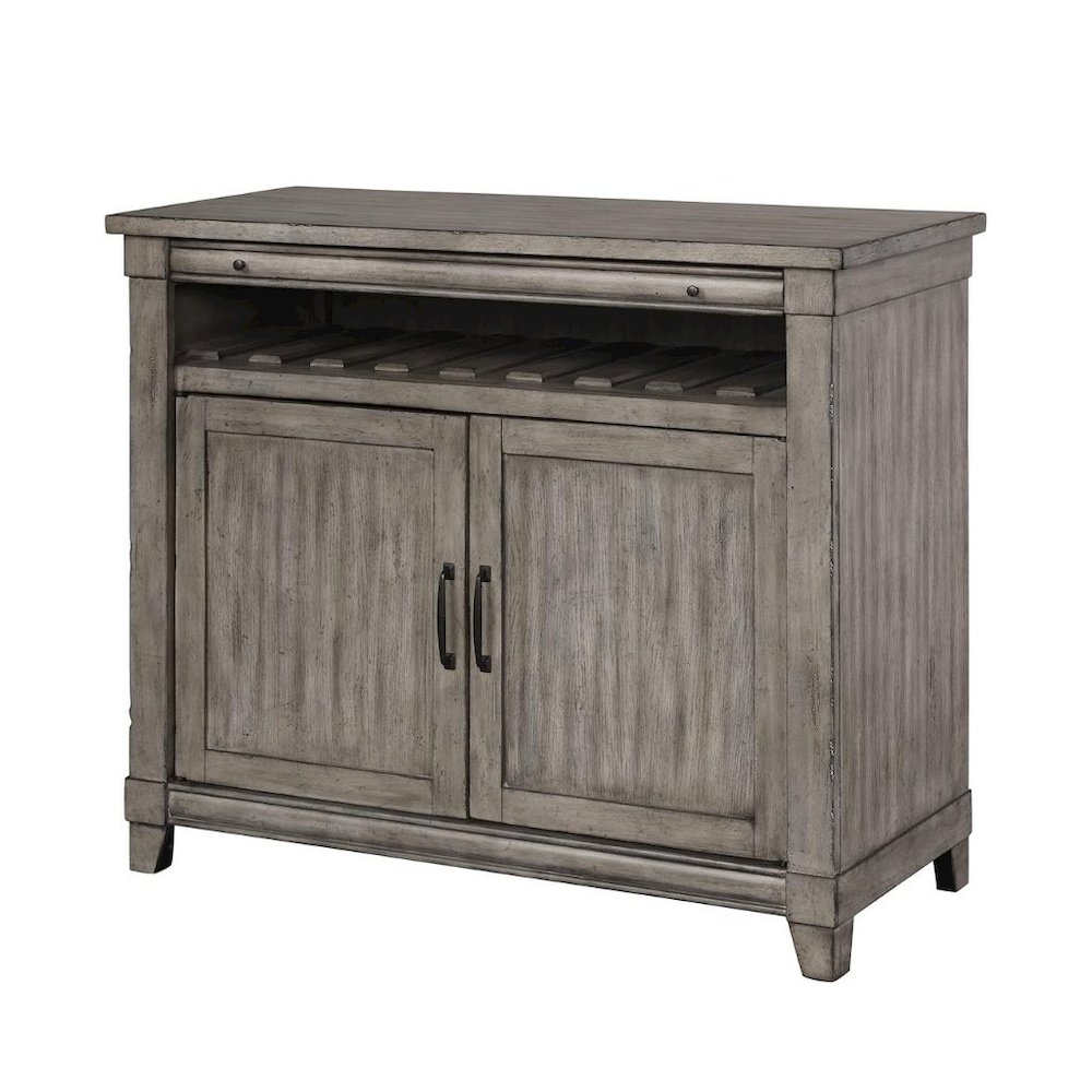 Gray Console Table with Storage – Rustic Bar Cabinet for Living Room Use. Picture 1