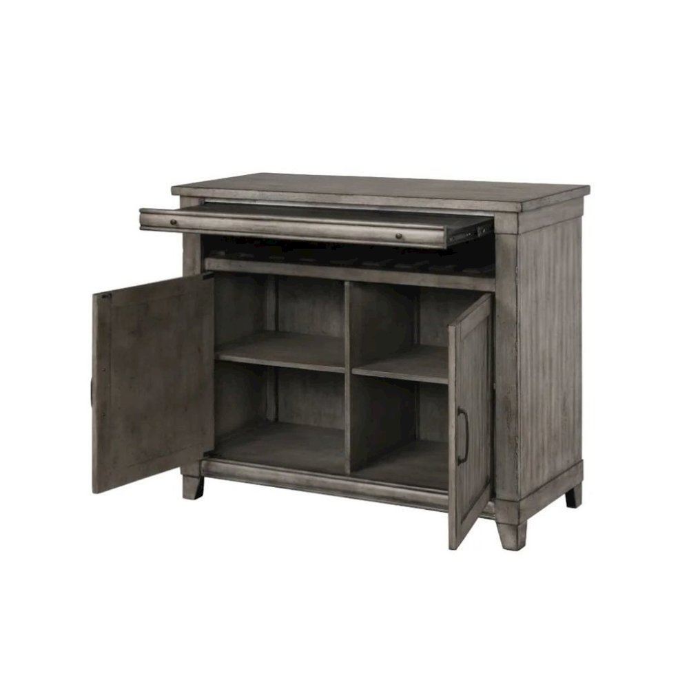 Gray Console Table with Storage – Rustic Bar Cabinet for Living Room Use. Picture 4