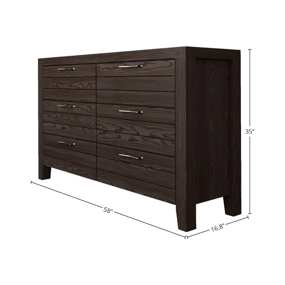 Brown Wood 6 Drawer Dresser – Solid Hardwood Dresser for Bedroom Storage. Picture 6