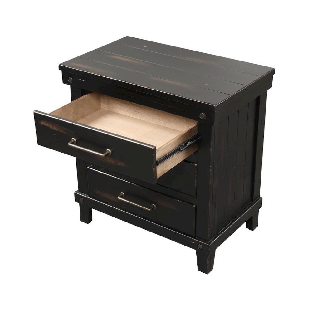 Black Nightstand with 3 Drawers, 3 Tier Storage Organizer Cabinet. Picture 5