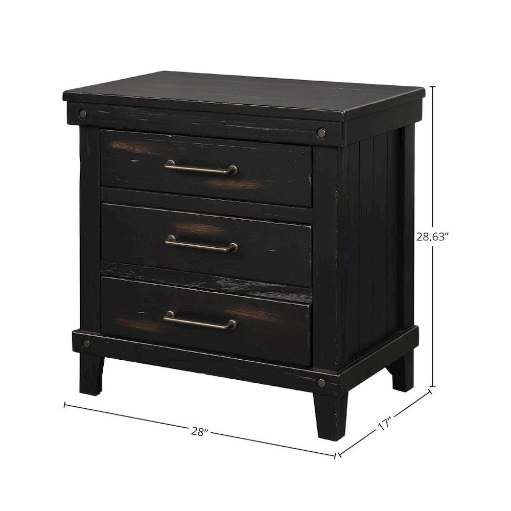 Black Nightstand with 3 Drawers, 3 Tier Storage Organizer Cabinet. Picture 6