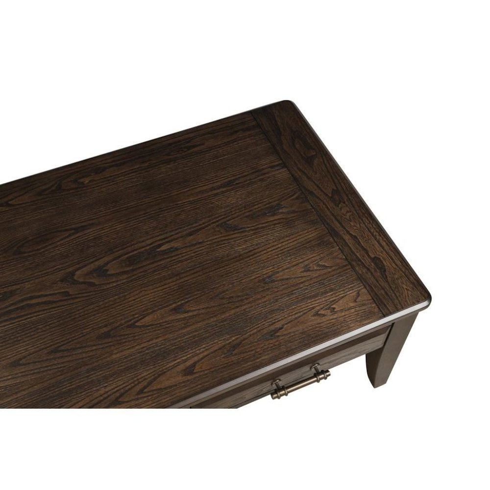 Brown Cocktail Table with 2 Drawers – Vintage Solid Wood Coffee Table. Picture 4