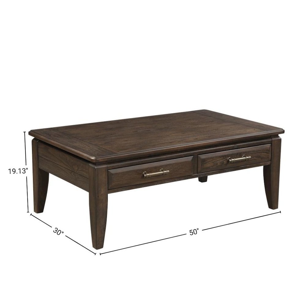 Brown Cocktail Table with 2 Drawers – Vintage Solid Wood Coffee Table. Picture 6