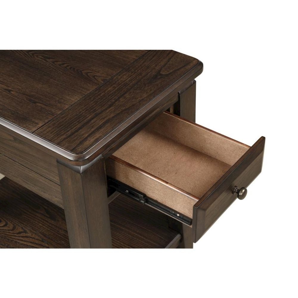 Mahogany Side Table with 1 Drawer – Wooden Table for Bedroom or Living Room. Picture 4