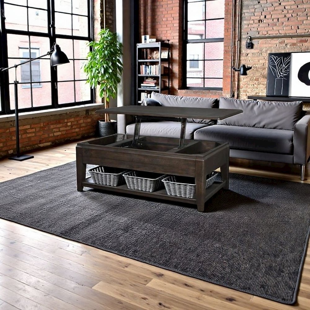 Mahogany Lift Top Cocktail Table – Modern Coffee Table with Storage. Picture 2