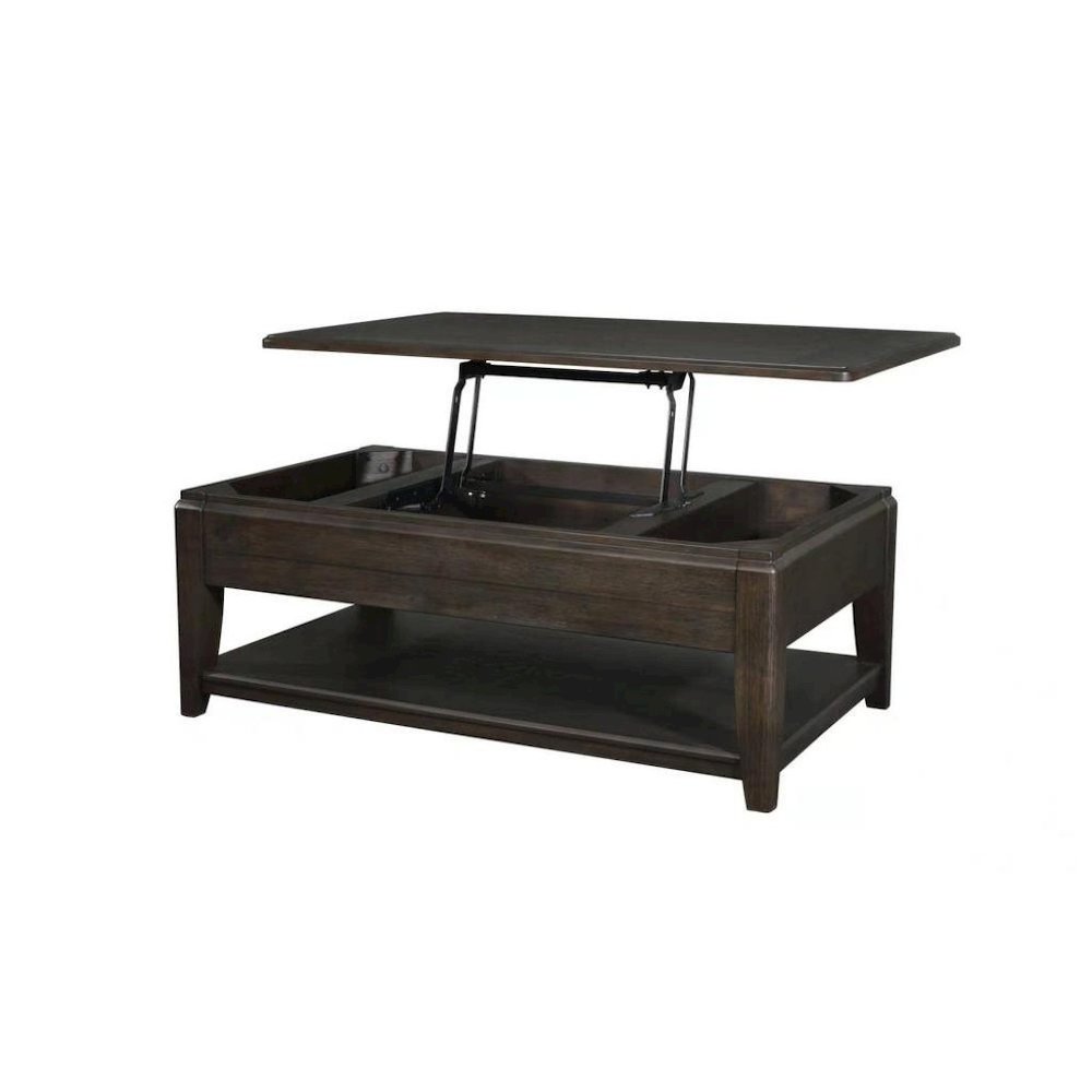 Mahogany Lift Top Cocktail Table – Modern Coffee Table with Storage. Picture 4