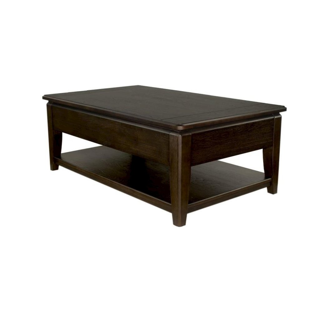 Mahogany Lift Top Cocktail Table – Modern Coffee Table with Storage. Picture 6