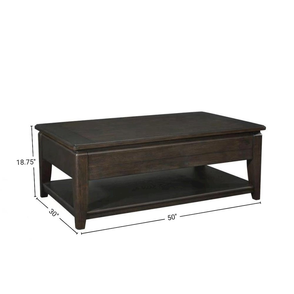 Mahogany Lift Top Cocktail Table – Modern Coffee Table with Storage. Picture 7