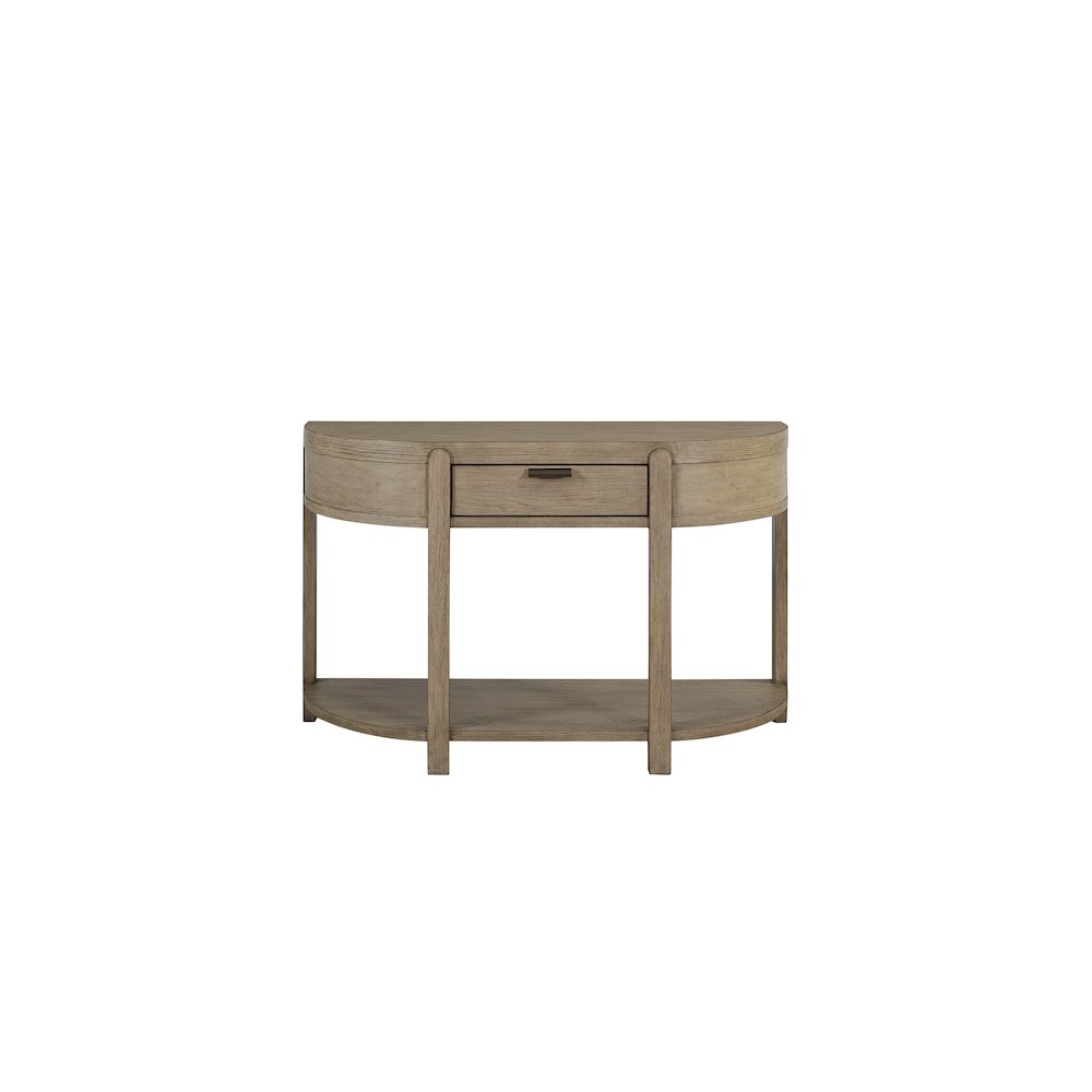 Transitional Elements Curved 1-Drawer Console Table - Toffee. Picture 1