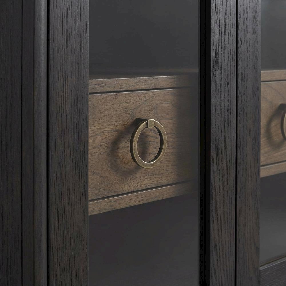 Peppercorn Glass Door Nightstand with Transitional Casual Style. Picture 4