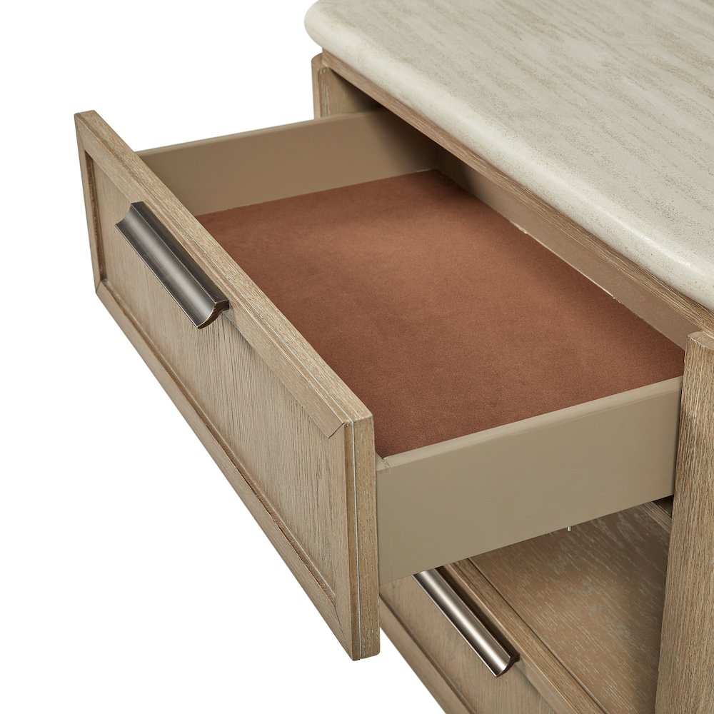 Elements Two Drawer Nightstand with Oak Veneer Drawer Fronts - Toffee. Picture 4