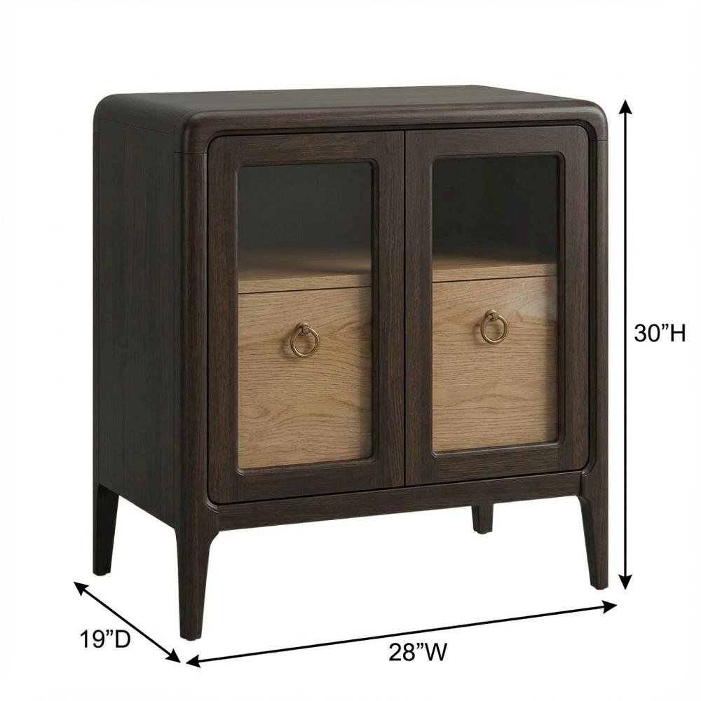Peppercorn Glass Door Nightstand with Transitional Casual Style. Picture 6