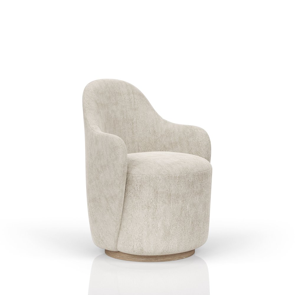 Elements Barrel Chair - Ivory In Cocoa Finish. Picture 2