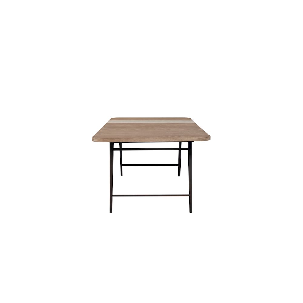 Elements Assyemtrical Stone Slab Dining Table In Toffee Finish. Picture 5