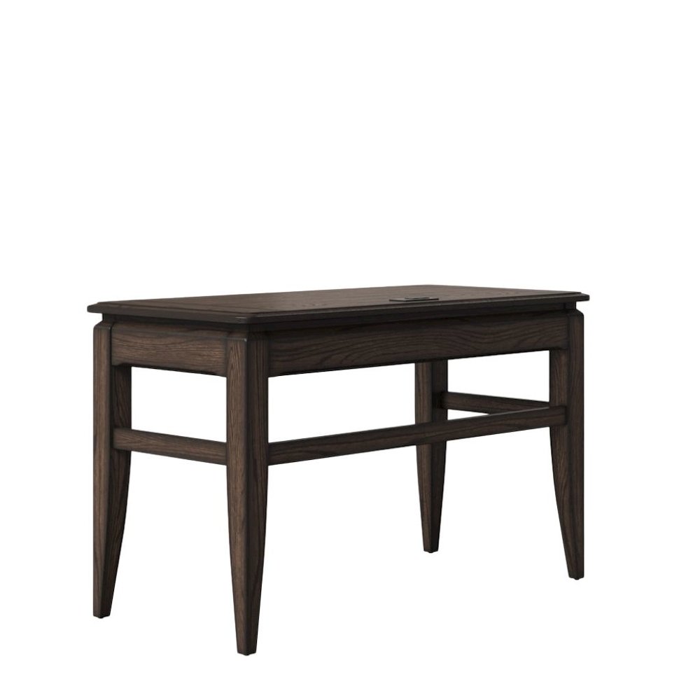 Brown Wooden Writing Desk with Drawer – Vintage Wood Computer Desk. Picture 1