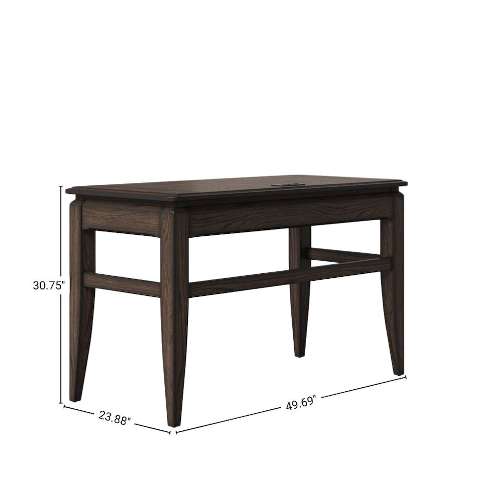 Brown Wooden Writing Desk with Drawer – Vintage Wood Computer Desk. Picture 6