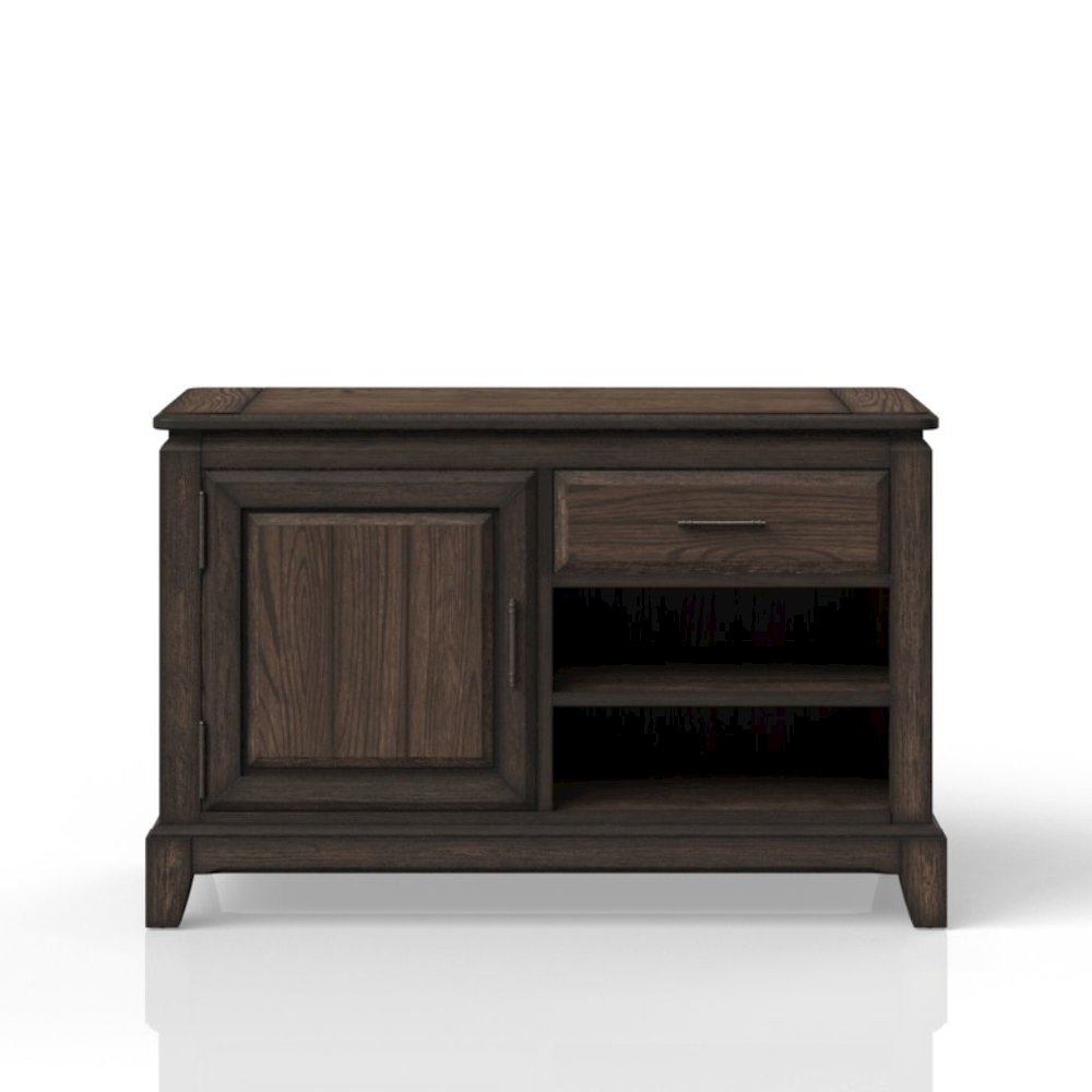 Brown Wood Credenza Storage Cabinet with 1  Drawer and 2 Shelves for Living Room. Picture 4
