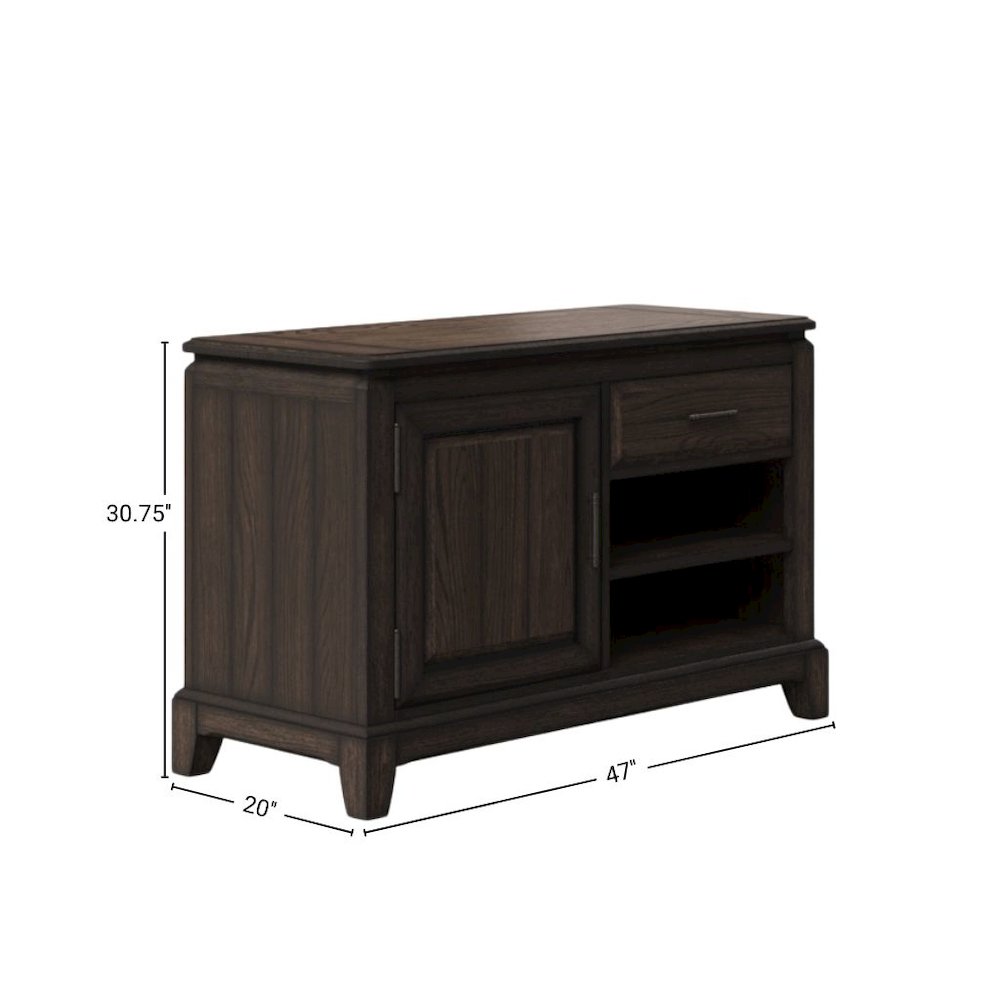 Brown Wood Credenza Storage Cabinet with 1  Drawer and 2 Shelves for Living Room. Picture 8