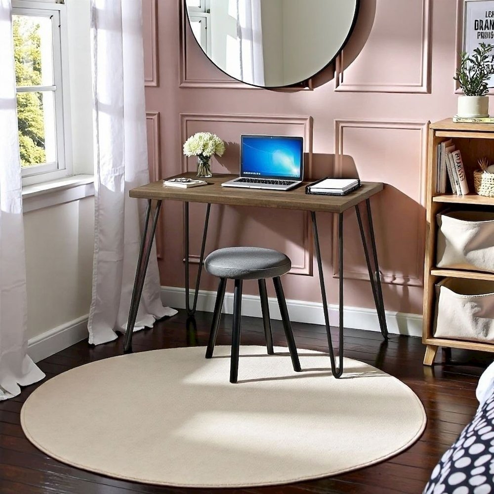 Rustic Wood and Metal Desk – Modern Home Office or Study Workstation. Picture 3