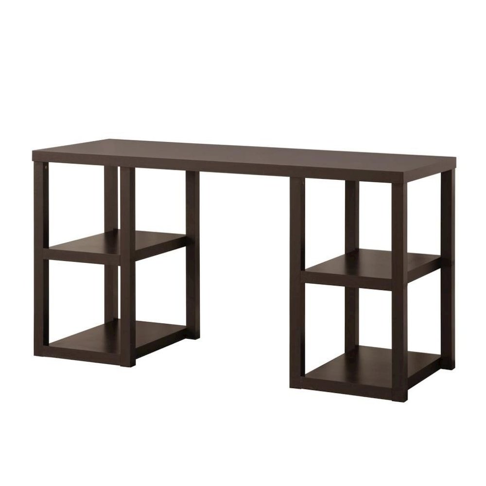 Brown Wood Desk with Shelfs – Natural Writing Table for Home or Office. Picture 1