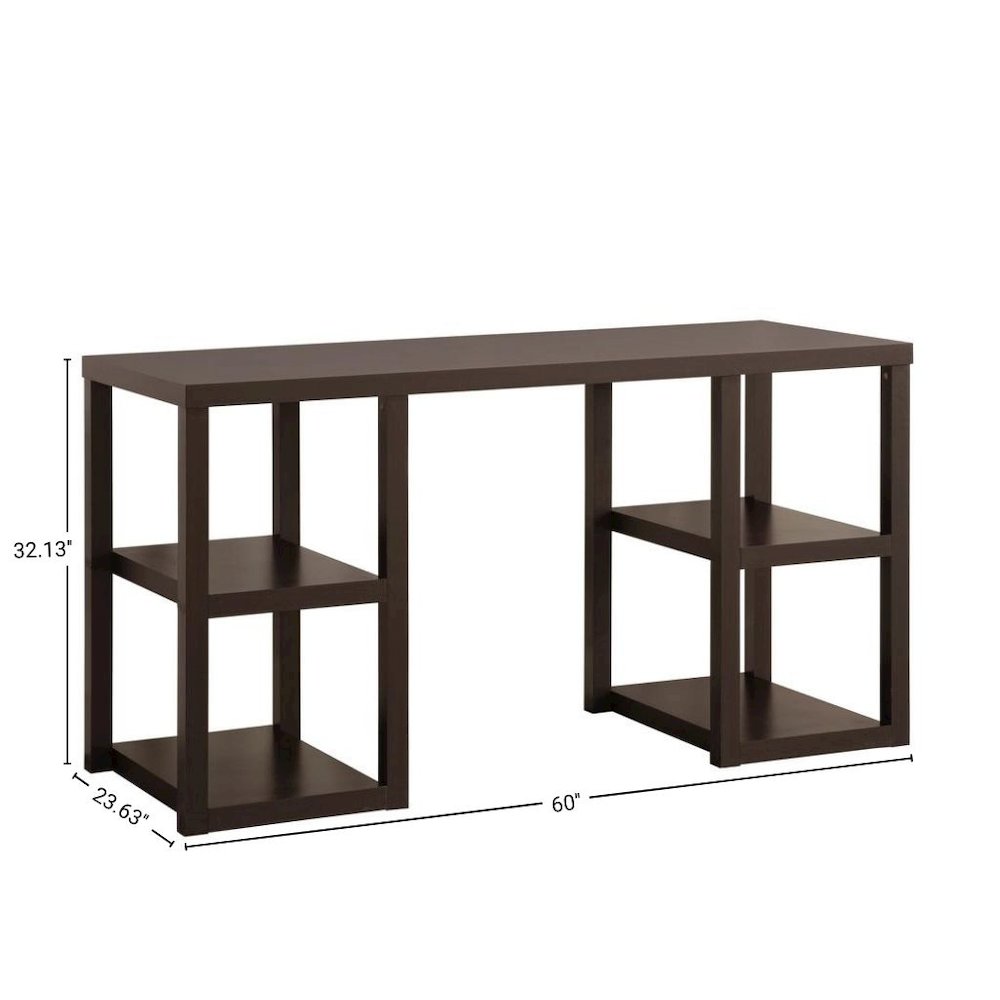 Brown Wood Desk with Shelfs – Natural Writing Table for Home or Office. Picture 5