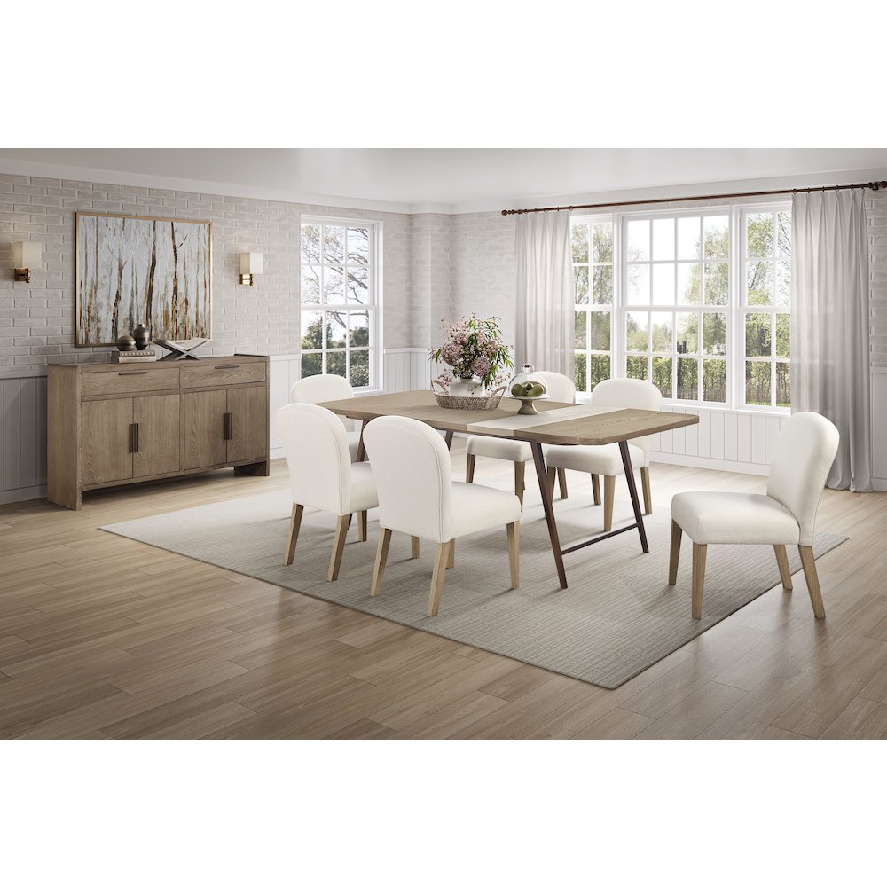 Elements Assyemtrical Stone Slab Dining Table In Toffee Finish. Picture 8