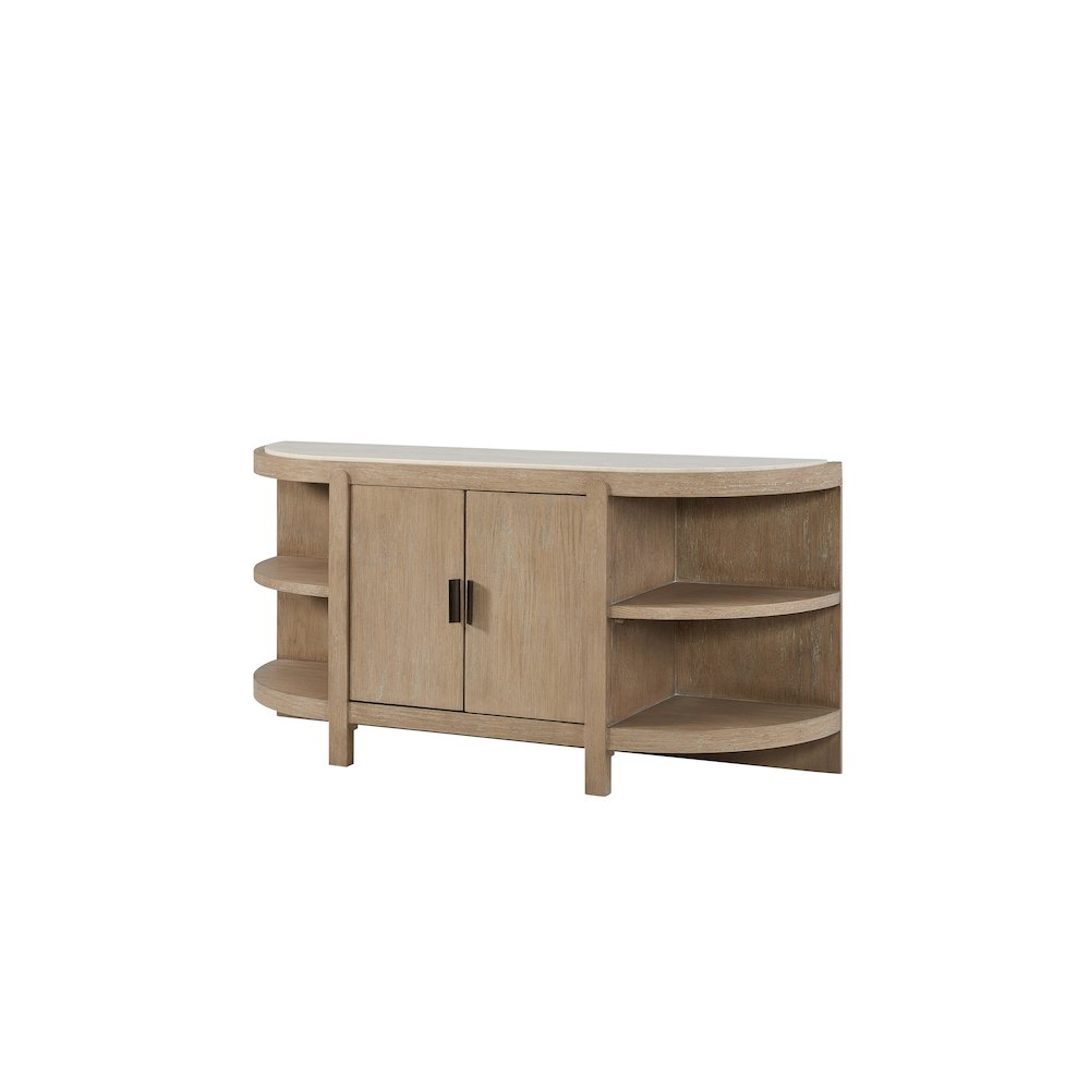 Elements Curved 2-Door Console Table Marble Top - Toffee. Picture 1
