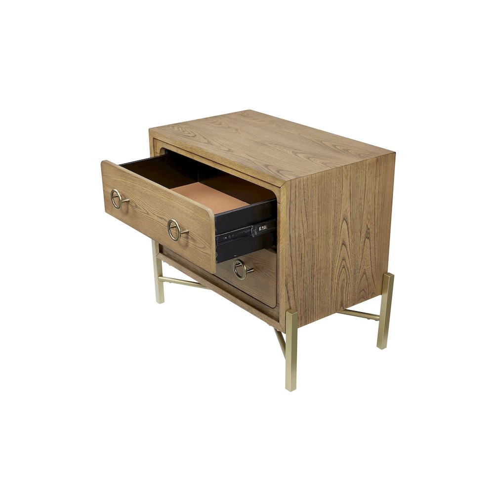 Aurora 2 Drawer Nightstand W/ USB - Latte. Picture 6