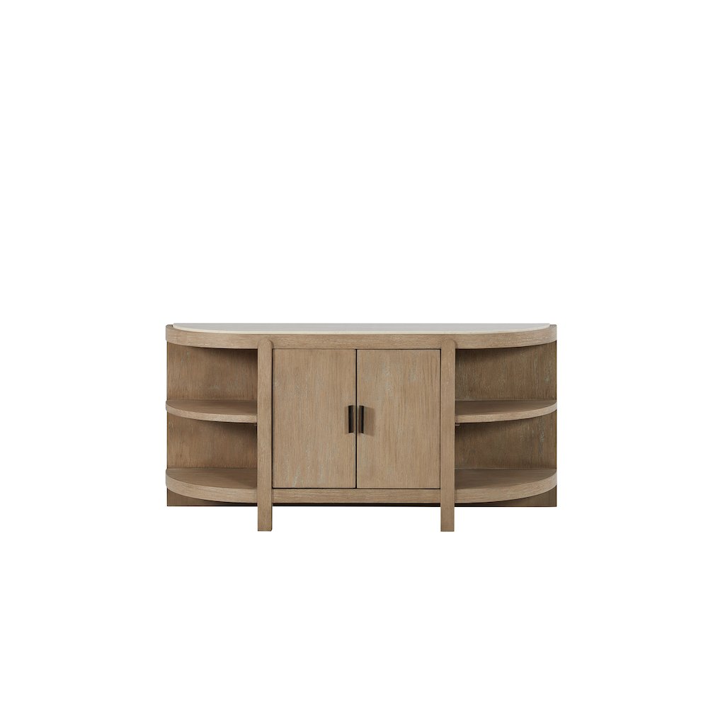 Elements Curved 2-Door Console Table Marble Top - Toffee. Picture 3
