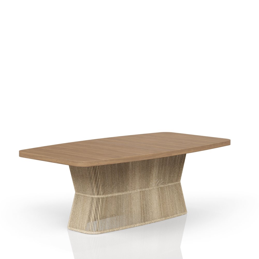 Elements Rope Pedestal Dining Table In Toffee Finish. Picture 3