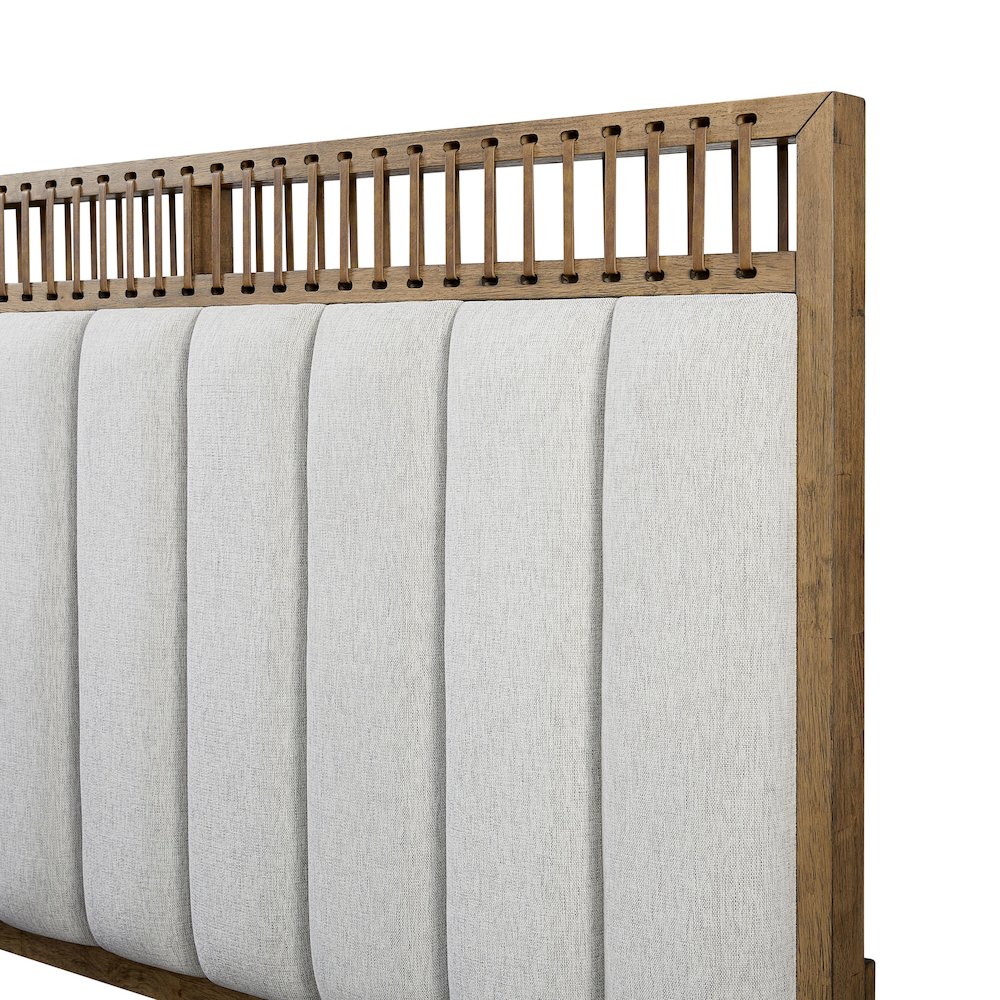 Aurora Queen Uph & Leather Panel Bed. Picture 5